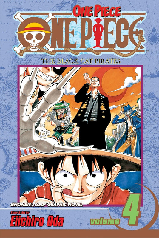 One Piece Volume 4 The Black Cat Pirates - Manga by Eiichiro Oda book cover
